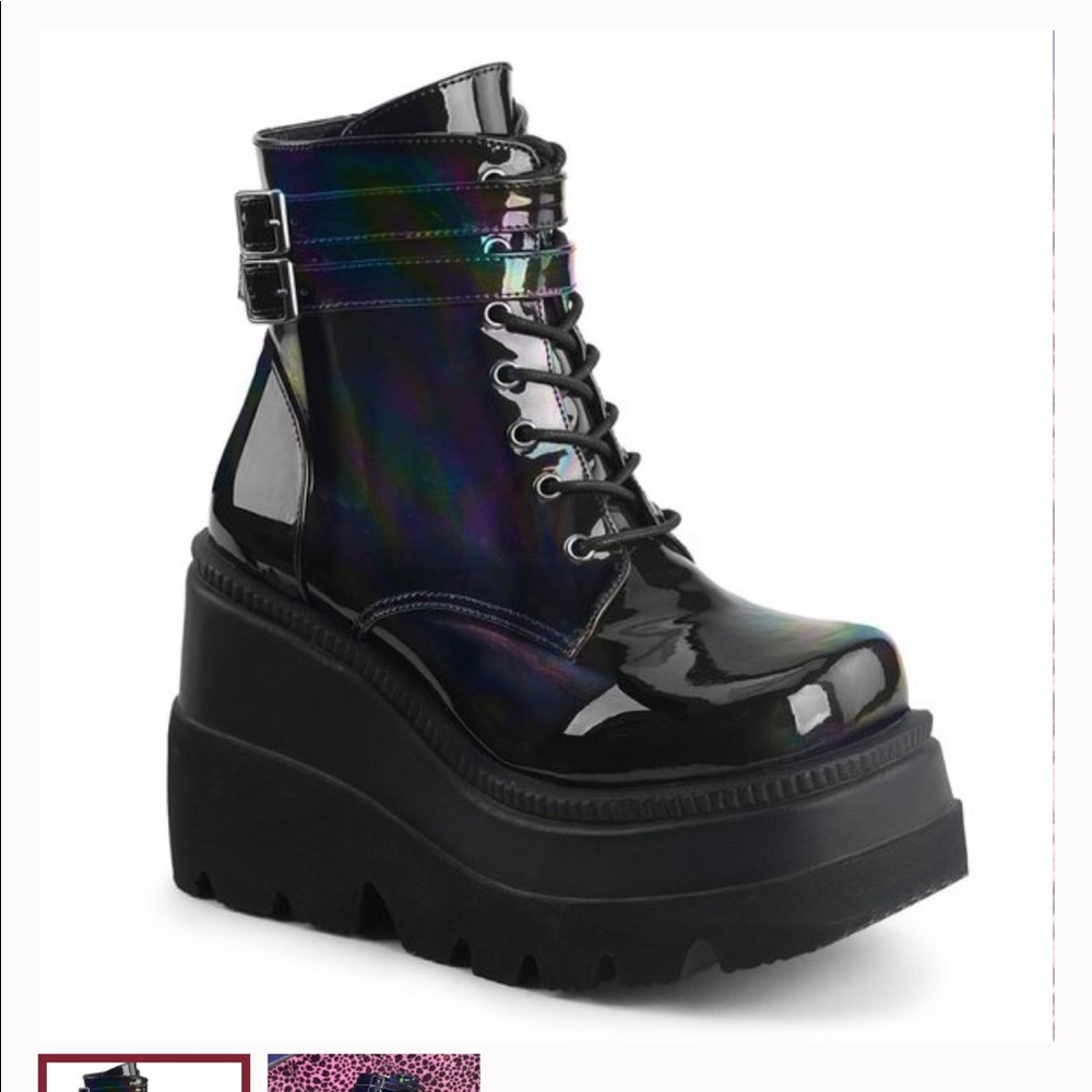 Demonia Shaker-52 Hologram Platform Boots